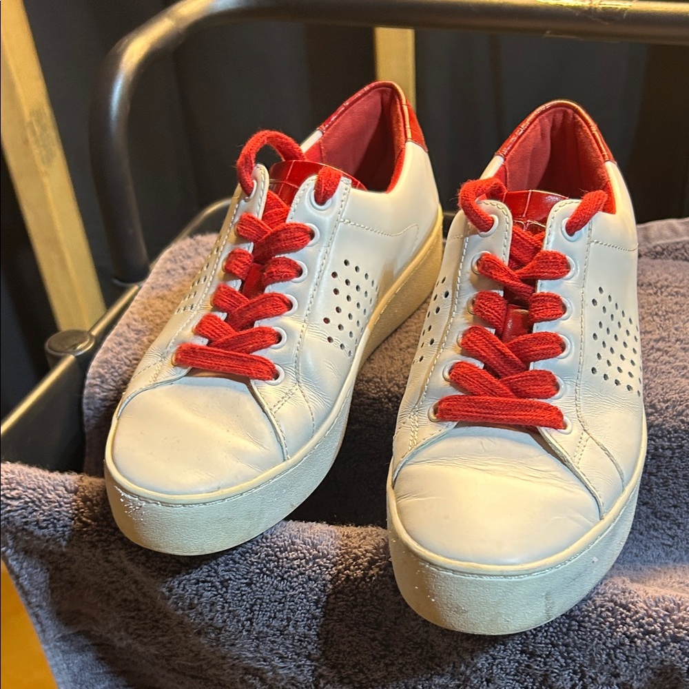 Michael Kors White and Red Sneakers